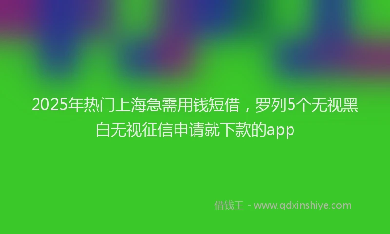 2025年热门上海急需用钱短借，罗列5个无视黑白无视征信申请就下款的app