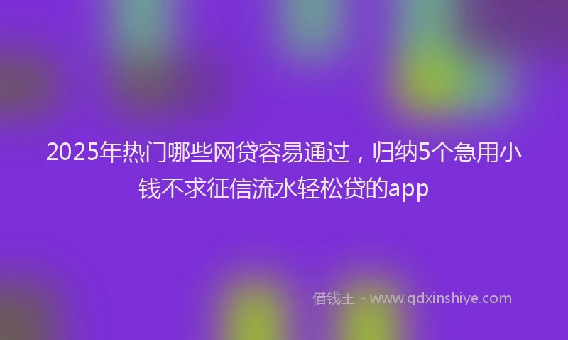 2025年热门哪些网贷容易通过，归纳5个急用小钱不求征信流水轻松贷的app