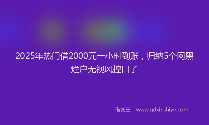 2025年热门借2000元一小时到账，归纳5个网黑烂户无视风控口子