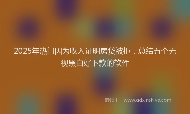 2025年热门因为收入证明房贷被拒，总结五个无视黑白好下款的软件