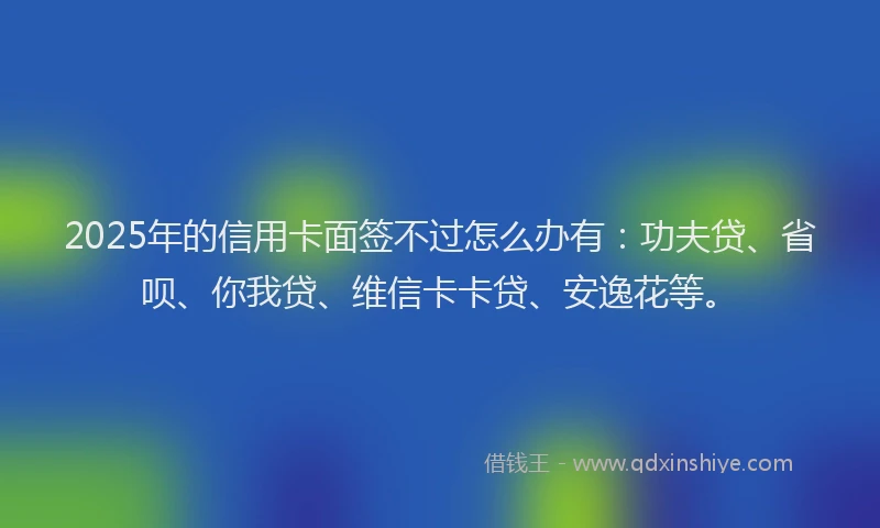 2025年的信用卡面签不过怎么办有：功夫贷、省呗、你我贷、维信卡卡贷、安逸花等。