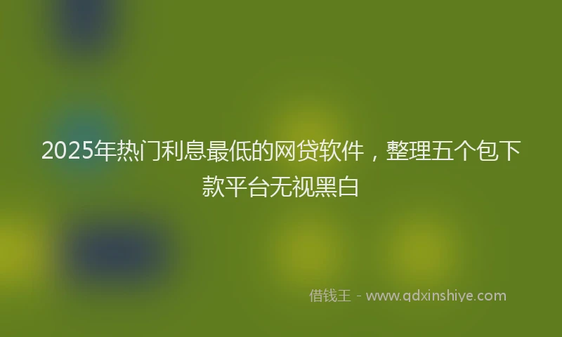 2025年热门利息最低的网贷软件，整理五个包下款平台无视黑白