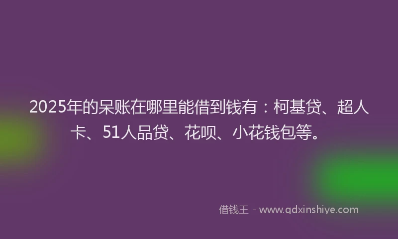 2025年的呆账在哪里能借到钱有：柯基贷、超人卡、51人品贷、花呗、小花钱包等。