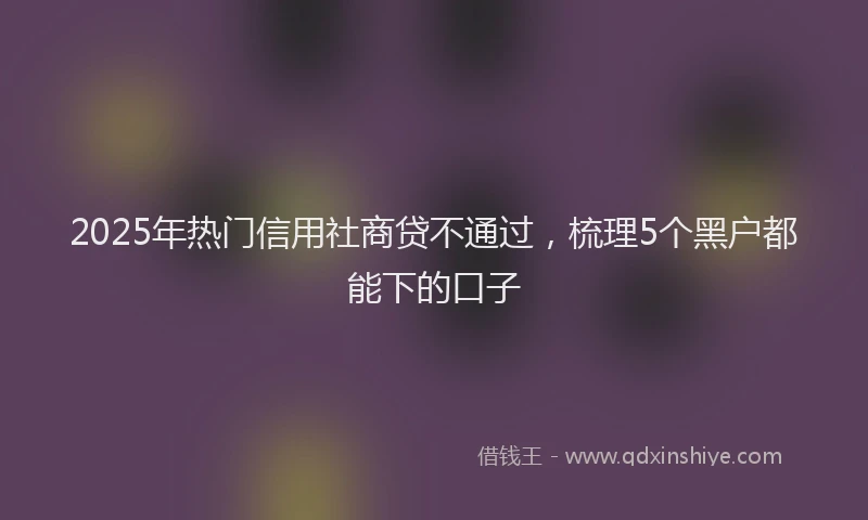2025年热门信用社商贷不通过，梳理5个黑户都能下的口子