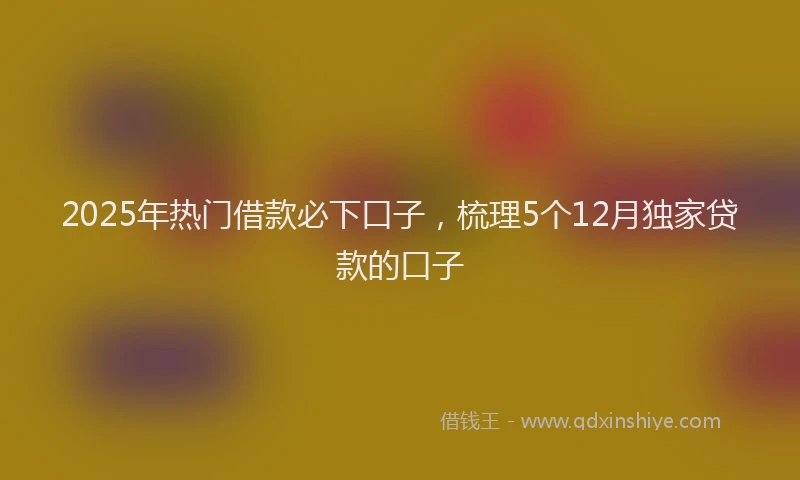 2025年热门借款必下口子，梳理5个12月独家贷款的口子