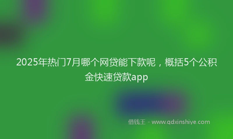 2025年热门7月哪个网贷能下款呢，概括5个公积金快速贷款app