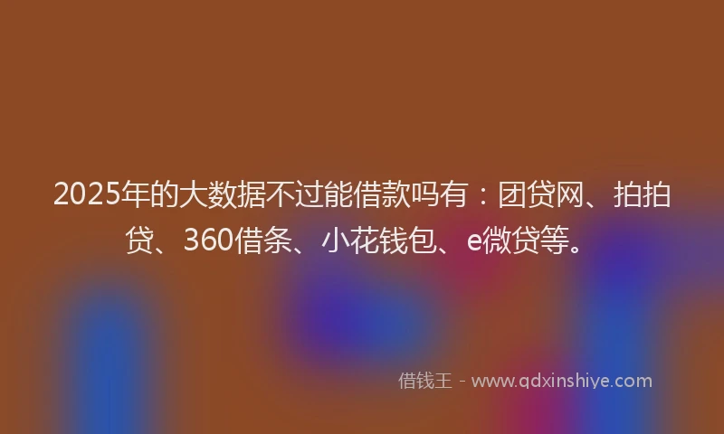 2025年的大数据不过能借款吗有：团贷网、拍拍贷、360借条、小花钱包、e微贷等。