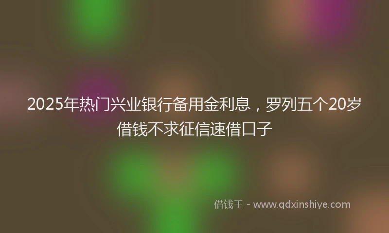 2025年热门兴业银行备用金利息，罗列五个20岁借钱不求征信速借口子