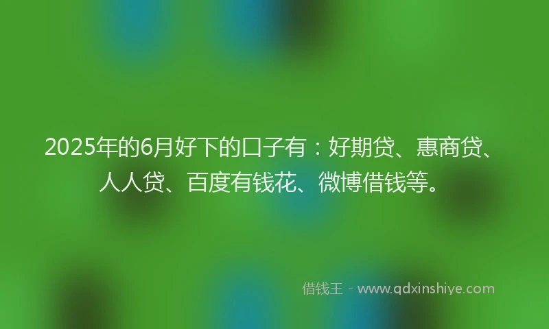 2025年的6月好下的口子有：好期贷、惠商贷、人人贷、百度有钱花、微博借钱等。