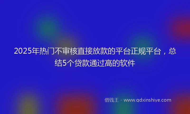 2025年热门不审核直接放款的平台正规平台，总结5个贷款通过高的软件