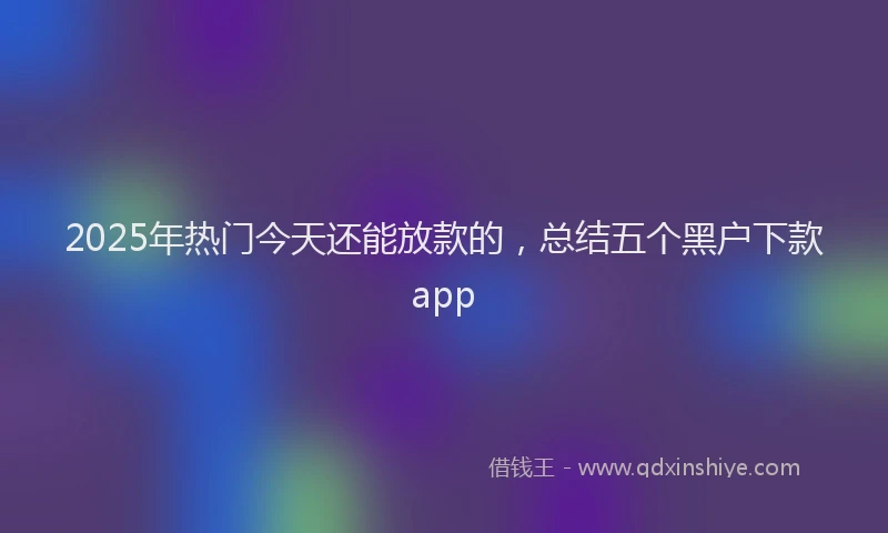 2025年热门今天还能放款的，总结五个黑户下款app