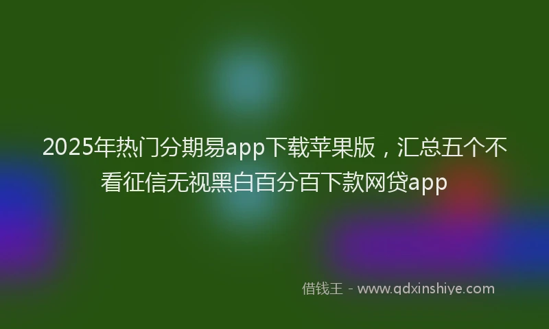 2025年热门分期易app下载苹果版，汇总五个不看征信无视黑白百分百下款网贷app