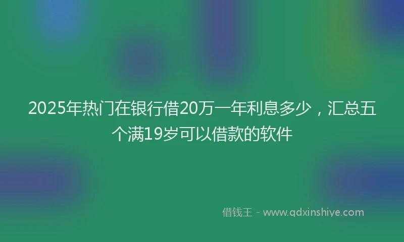 2025年热门在银行借20万一年利息多少，汇总五个满19岁可以借款的软件