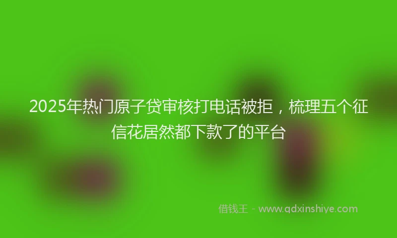 2025年热门原子贷审核打电话被拒，梳理五个征信花居然都下款了的平台