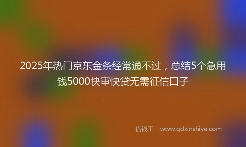2025年热门京东金条经常通不过，总结5个急用钱5000快审快贷无需征信口子