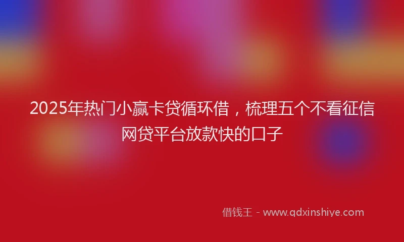 2025年热门小赢卡贷循环借，梳理五个不看征信网贷平台放款快的口子