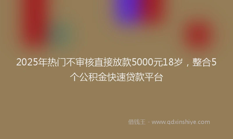 2025年热门不审核直接放款5000元18岁，整合5个公积金快速贷款平台