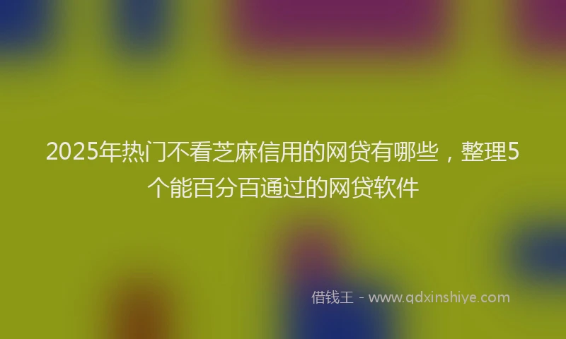 2025年热门不看芝麻信用的网贷有哪些，整理5个能百分百通过的网贷软件