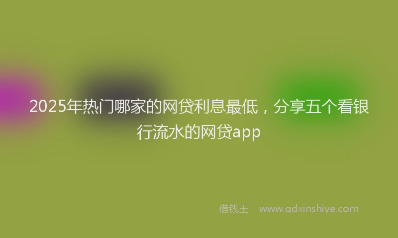 2025年热门哪家的网贷利息最低，分享五个看银行流水的网贷app