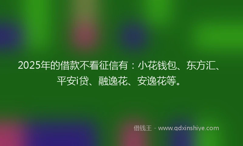 2025年的借款不看征信有：小花钱包、东方汇、平安i贷、融逸花、安逸花等。