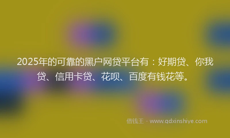 2025年的可靠的黑户网贷平台有：好期贷、你我贷、信用卡贷、花呗、百度有钱花等。