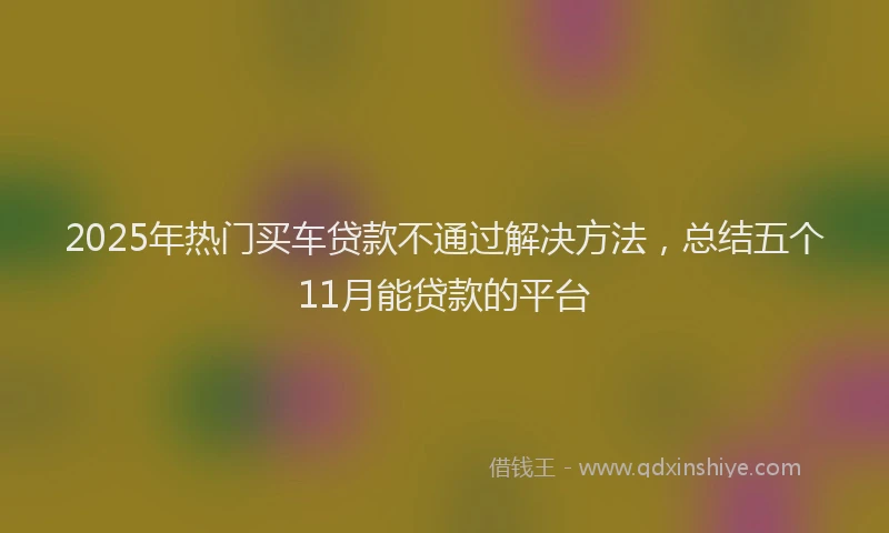 2025年热门买车贷款不通过解决方法，总结五个11月能贷款的平台