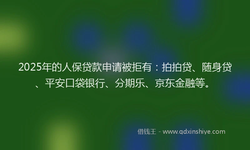2025年的人保贷款申请被拒有：拍拍贷、随身贷、平安口袋银行、分期乐、京东金融等。