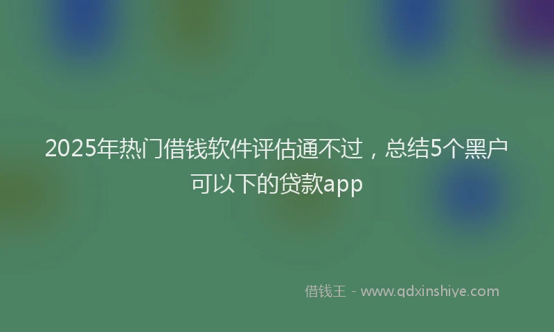 2025年热门借钱软件评估通不过，总结5个黑户可以下的贷款app