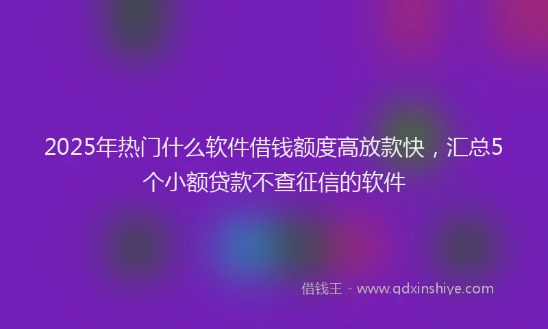 2025年热门什么软件借钱额度高放款快，汇总5个小额贷款不查征信的软件