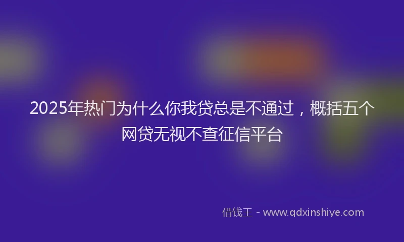 2025年热门为什么你我贷总是不通过，概括五个网贷无视不查征信平台