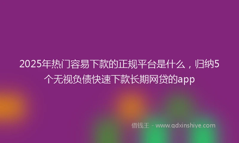 2025年热门容易下款的正规平台是什么，归纳5个无视负债快速下款长期网贷的app