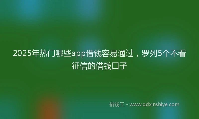 2025年热门哪些app借钱容易通过，罗列5个不看征信的借钱口子