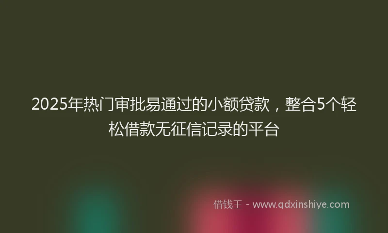 2025年热门审批易通过的小额贷款，整合5个轻松借款无征信记录的平台