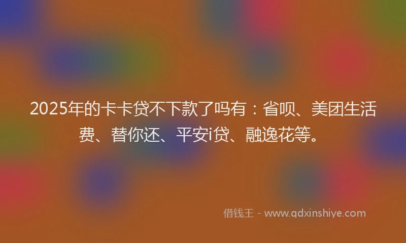 2025年的卡卡贷不下款了吗有：省呗、美团生活费、替你还、平安i贷、融逸花等。