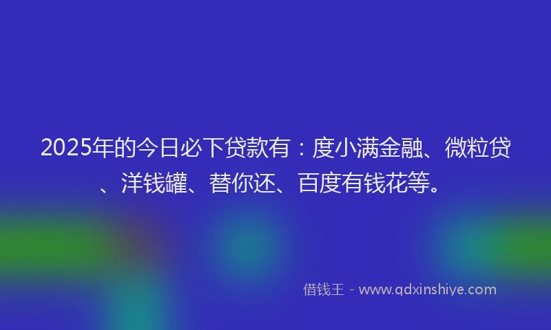 2025年的今日必下贷款有：度小满金融、微粒贷、洋钱罐、替你还、百度有钱花等。