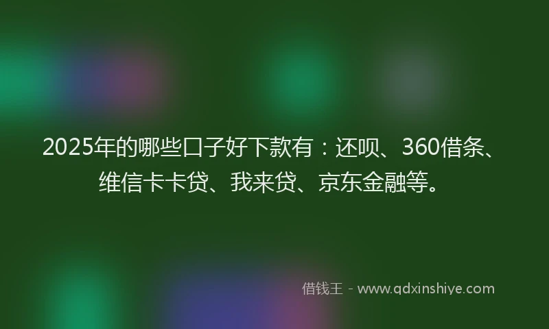 2025年的哪些口子好下款有：还呗、360借条、维信卡卡贷、我来贷、京东金融等。