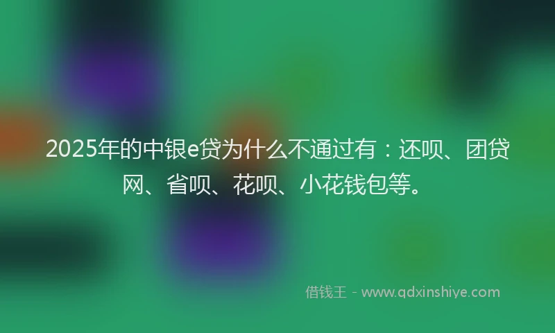 2025年的中银e贷为什么不通过有：还呗、团贷网、省呗、花呗、小花钱包等。