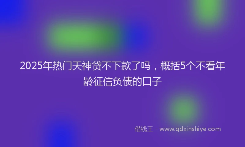 2025年热门天神贷不下款了吗，概括5个不看年龄征信负债的口子