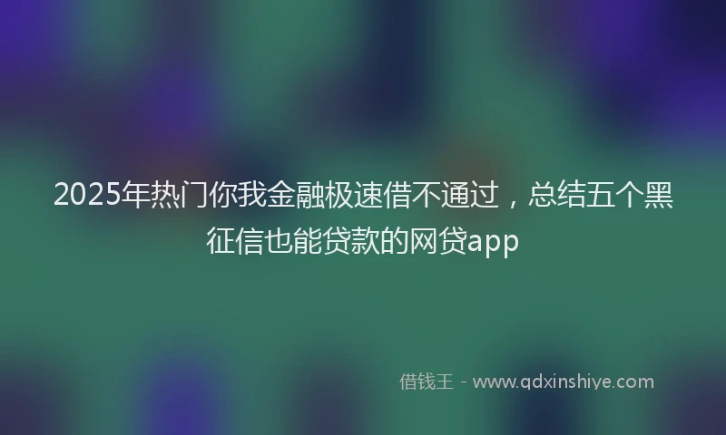 2025年热门你我金融极速借不通过，总结五个黑征信也能贷款的网贷app