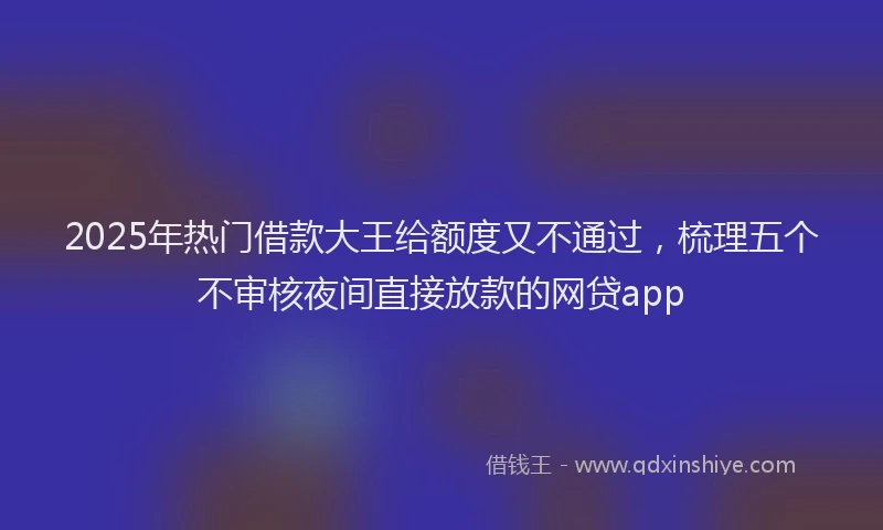 2025年热门借款大王给额度又不通过，梳理五个不审核夜间直接放款的网贷app