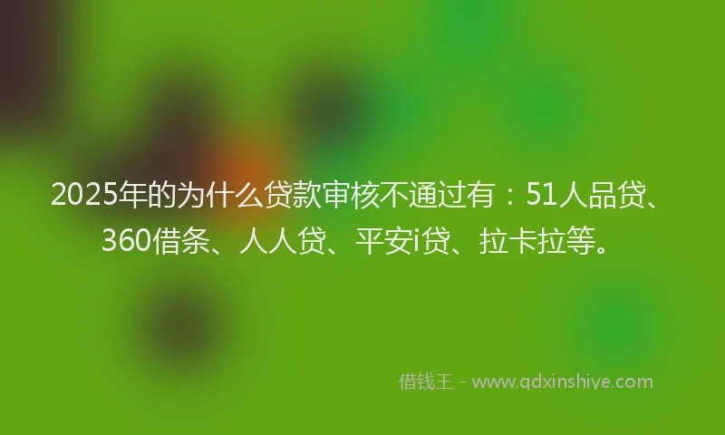 2025年的为什么贷款审核不通过有：51人品贷、360借条、人人贷、平安i贷、拉卡拉等。