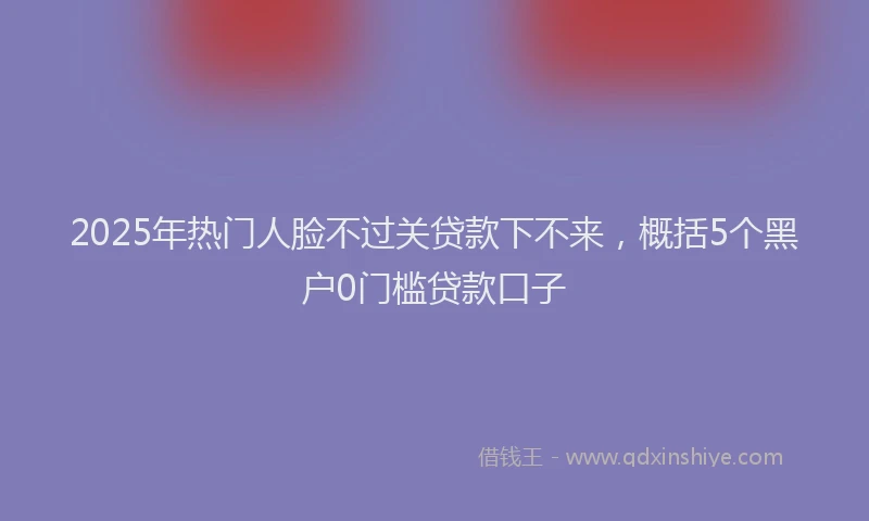 2025年热门人脸不过关贷款下不来，概括5个黑户0门槛贷款口子
