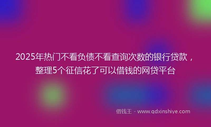 2025年热门不看负债不看查询次数的银行贷款，整理5个征信花了可以借钱的网贷平台