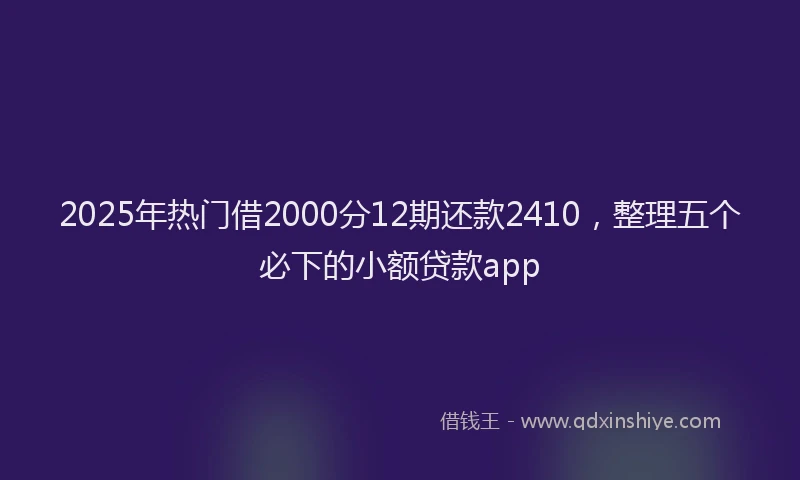 2025年热门借2000分12期还款2410，整理五个必下的小额贷款app