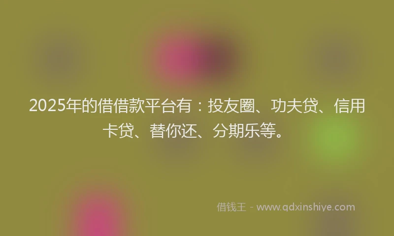 2025年的借借款平台有：投友圈、功夫贷、信用卡贷、替你还、分期乐等。