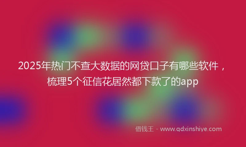 2025年热门不查大数据的网贷口子有哪些软件，梳理5个征信花居然都下款了的app