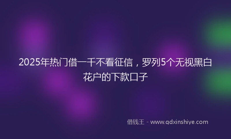 2025年热门借一千不看征信，罗列5个无视黑白花户的下款口子