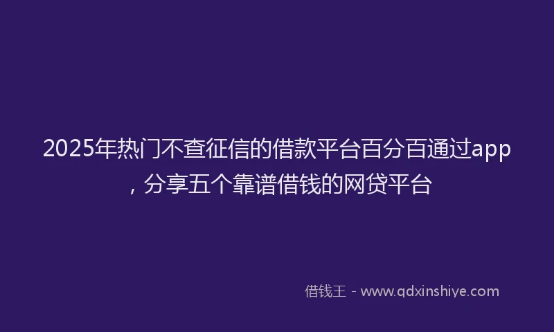 2025年热门不查征信的借款平台百分百通过app，分享五个靠谱借钱的网贷平台
