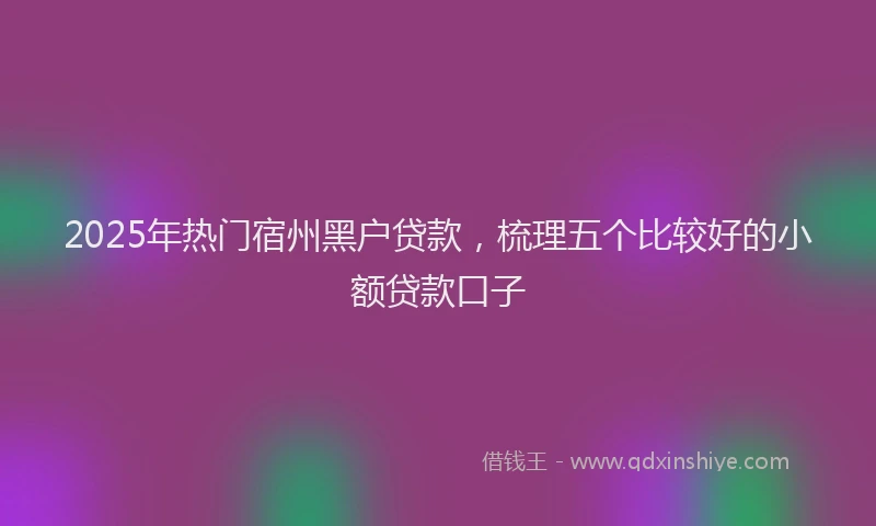 2025年热门宿州黑户贷款，梳理五个比较好的小额贷款口子