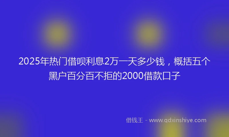 2025年热门借呗利息2万一天多少钱，概括五个黑户百分百不拒的2000借款口子